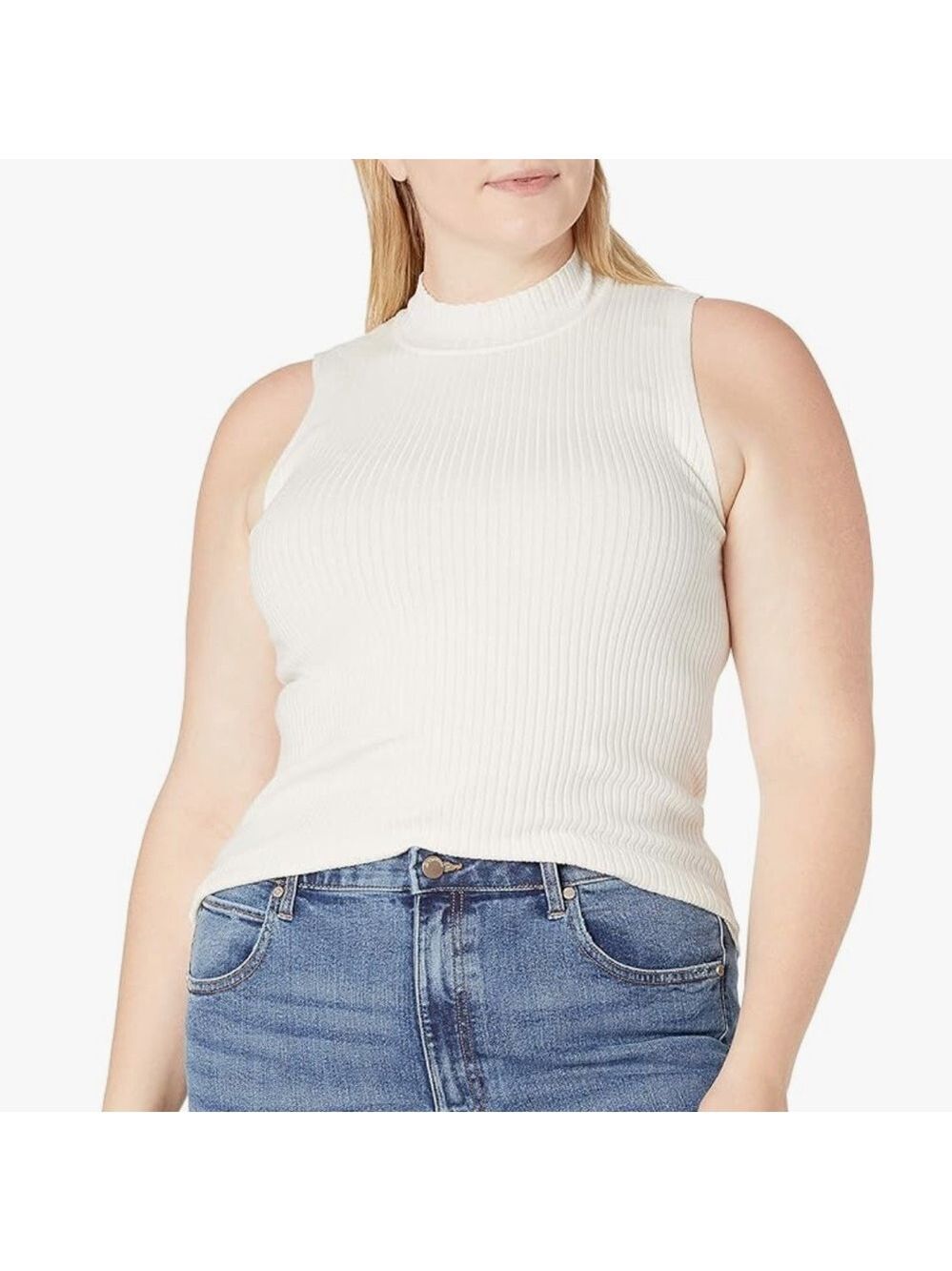 The Drop Karolina Sleeveless Ribbed Mock-Neck Sweater